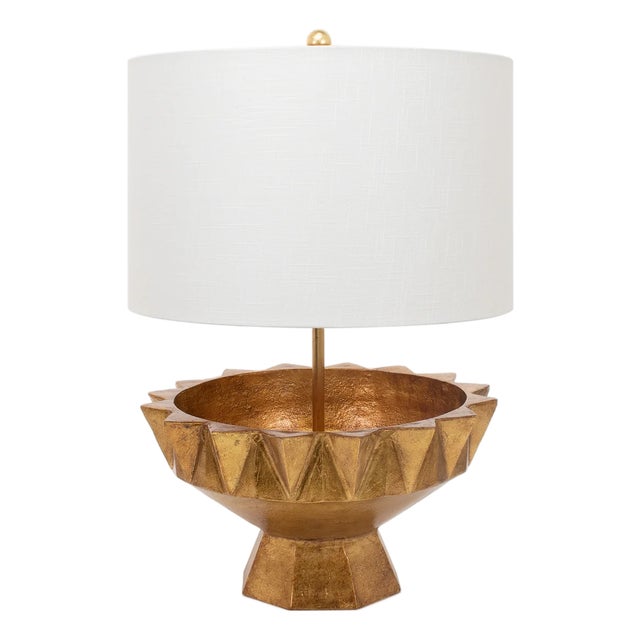 Art Deco Kubrick Aged Gold Table Lamp For Sale