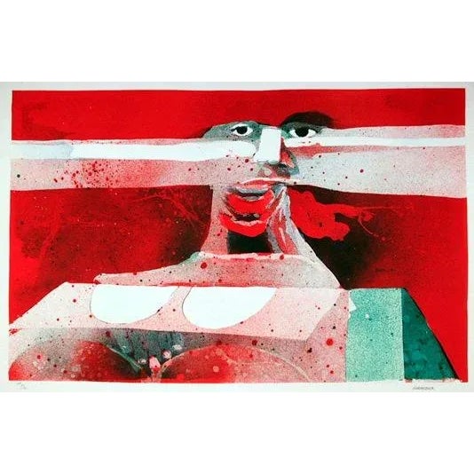Surrealism Untitled, Portrait 2, Hans Graeder Lithograph For Sale - Image 3 of 3