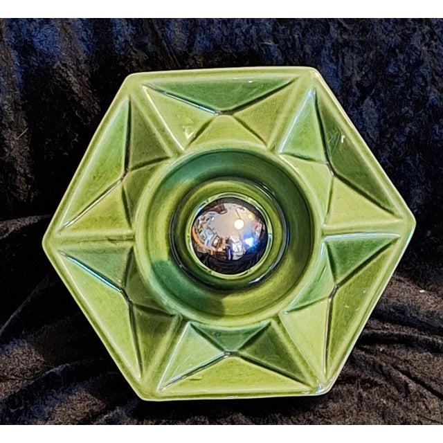 Vintage Wall Lamp in Green Ceramic by Honsel, 1970s For Sale - Image 4 of 8
