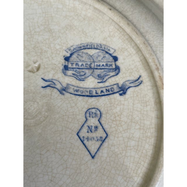 Antique Staffordshire Blue and White Ironstone "Woodland" Bowl by William Brownfield & Sons For Sale - Image 11 of 12