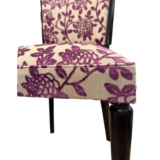 Purple Vintage Set of Six Italian Mid-Century Dining Chairs With Floral Pattern Upholstery For Sale - Image 8 of 9