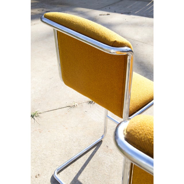 Chrome Vintage Thonet Barstools - Chrome Cantilever Chairs For Sale - Image 8 of 14