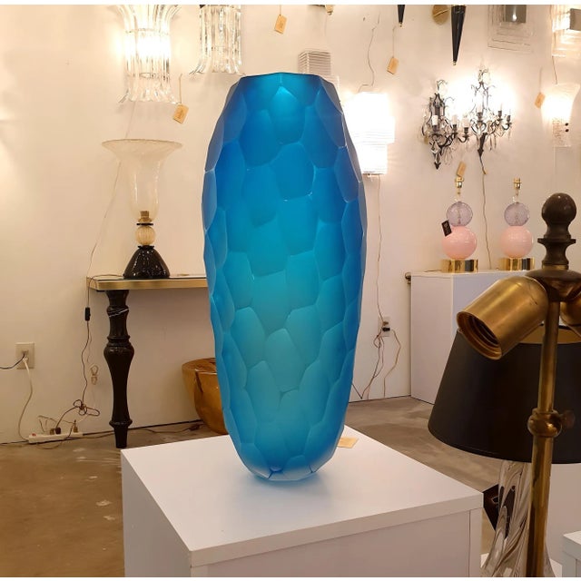 Mid-Century Modern Blue Murano Glass Vase, Italy 1980s For Sale - Image 3 of 9