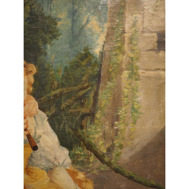 The Flute Lesson, Antique French Oil Painting After François Boucher Circa 1850 For Sale - Image 15 of 18