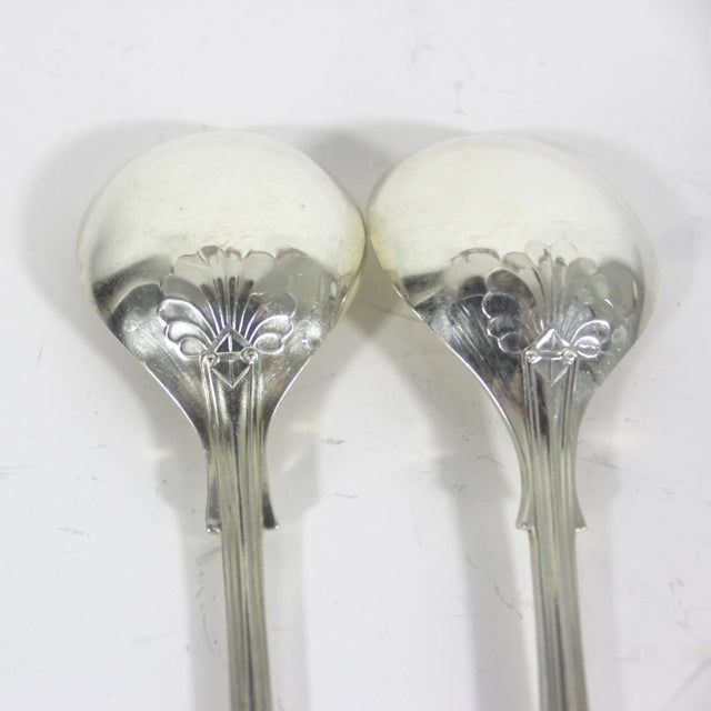 1980s 1980s Newbridge Kings Shell Pattern Silverplate Large Serving Spoons- Set of 2 For Sale - Image 5 of 7