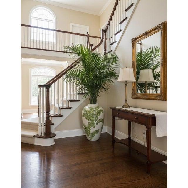 Italian Hand-Painted Ceramic Leaf Vase With Crackle Glaze For Sale In West Palm - Image 6 of 7