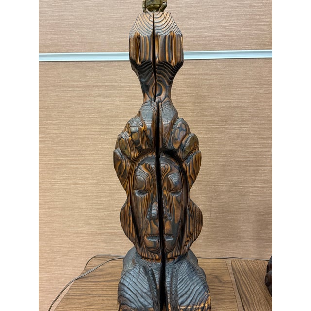 Vintage Witco Figural Wood Lamps - a Pair For Sale - Image 6 of 7