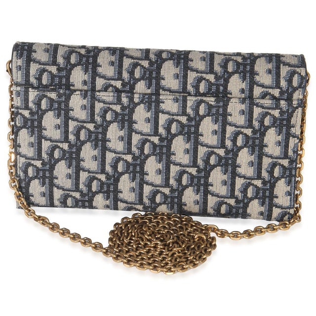 Christian Dior Blue Oblique Canvas Saddle Chain Pouch For Sale - Image 4 of 9