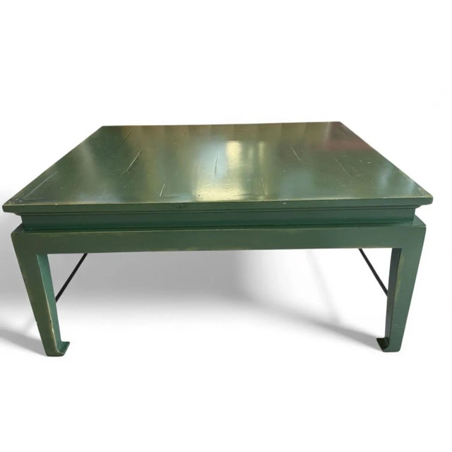 Bausman Company Green Coffee Table Bench Made For Sale - Image 4 of 14