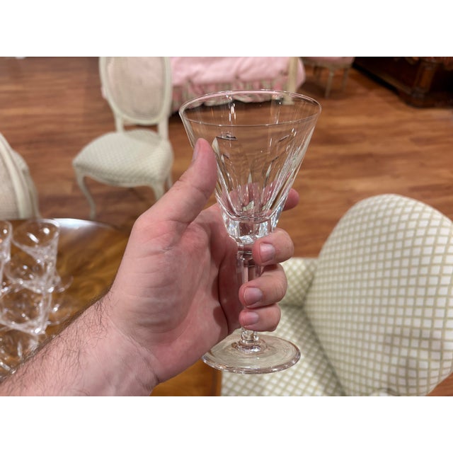 Transitional 1990s Waterford Ashleigh 7" Claret Wine Glasses - Discontinued Cut Starburst Foot Pattern - Set of 12 For Sale - Image 3 of 6
