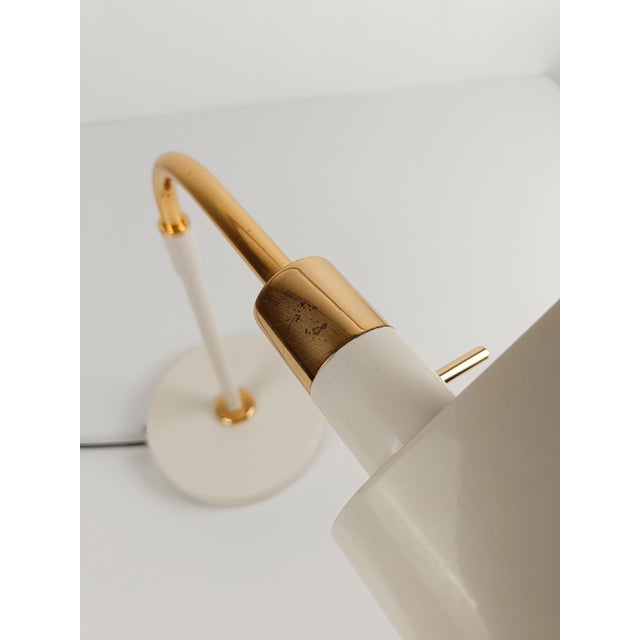 Italian Adjustable Table Lamp in Ivory White and Gilded Metal by F. Fabbian, 1970s For Sale - Image 4 of 18