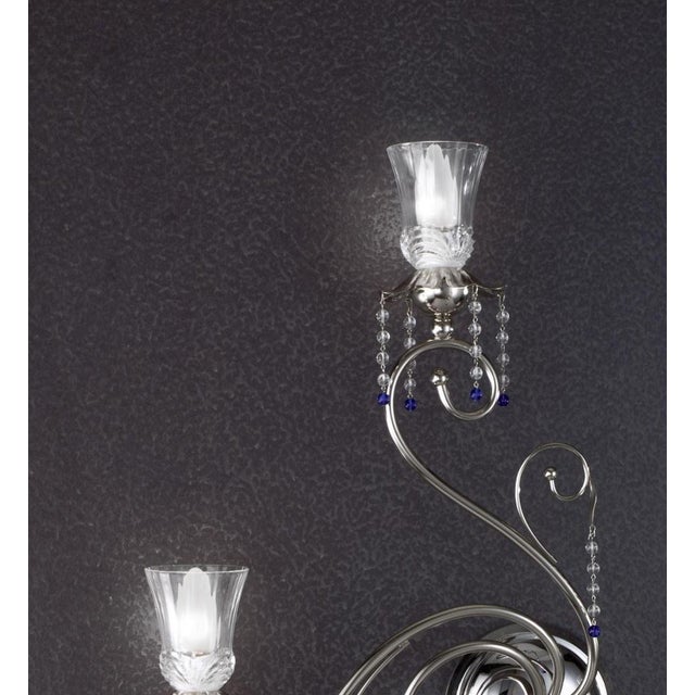 Fenice Crystal 3 Lights Wall Sconce in Polished Chrome and Glass by Aggiolight For Sale - Image 4 of 9