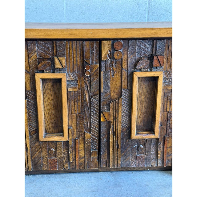 Lane Brutalist Oak Nightstands Set of 2 Wooden Bedroom Storage End Tables 1970s For Sale - Image 11 of 11