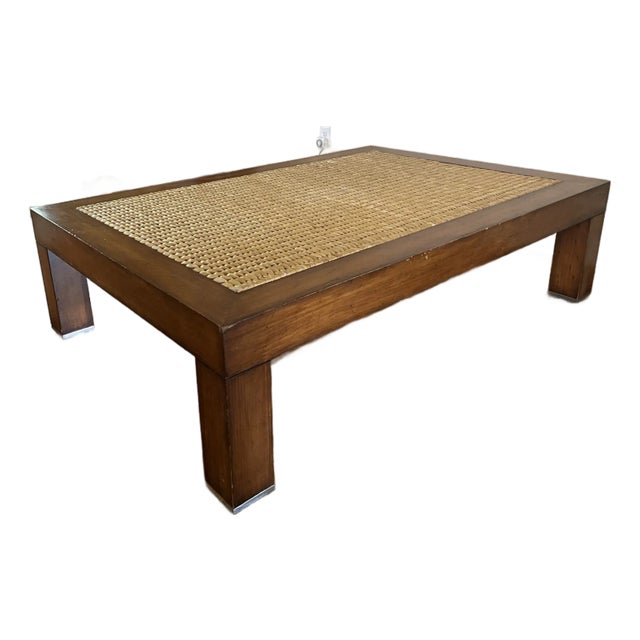 Attributed Ralph Lauren Wood Seagrass Coffee Table For Sale
