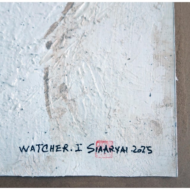 Abstract Watcher. I White Framed Surreal Painting on Canvas For Sale - Image 3 of 5