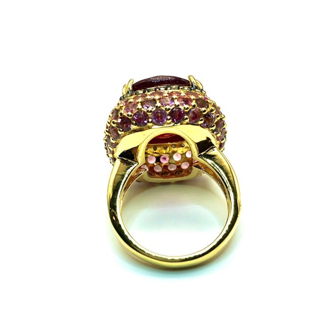 Bochic “Capri” Vintage Ruby, Emerald & Diamond Ring Set 18K Gold & Silver For Sale - Image 14 of 15