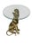 A striking and highly decorative Hollywood Regency style leopard side table, crafted in gilt metal and topped with a...