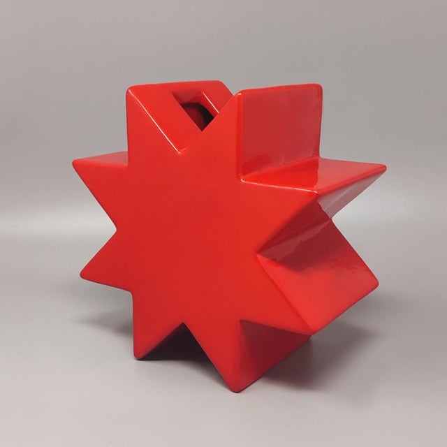 Mid-Century Modern Red Vase Hsing by Ettore Sottsass, Italy, 1980s For Sale - Image 3 of 10