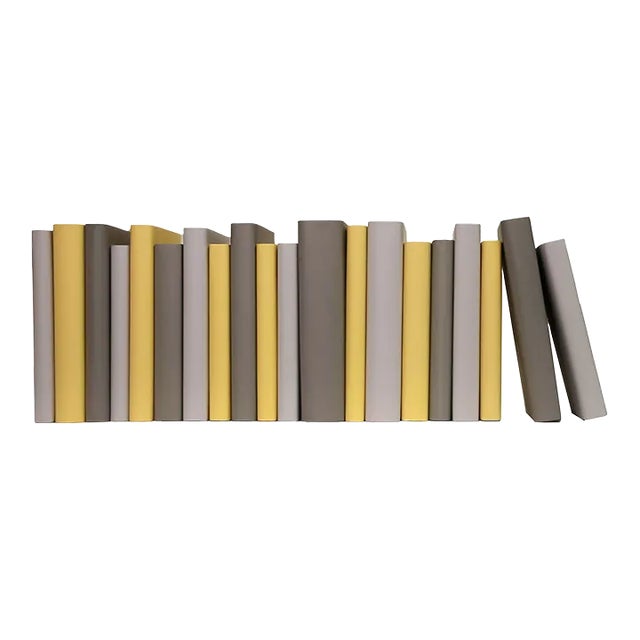 Decorative Books - Cloudy Haze Paper Wrapped Books - Grey and Yellow Books By The Foot For Sale