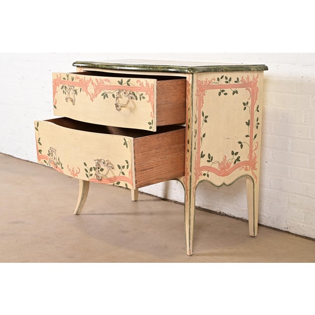 Baker Furniture French Provincial Louis XV Hand Painted Bombe Chest or Commode For Sale In South Bend - Image 6 of 15