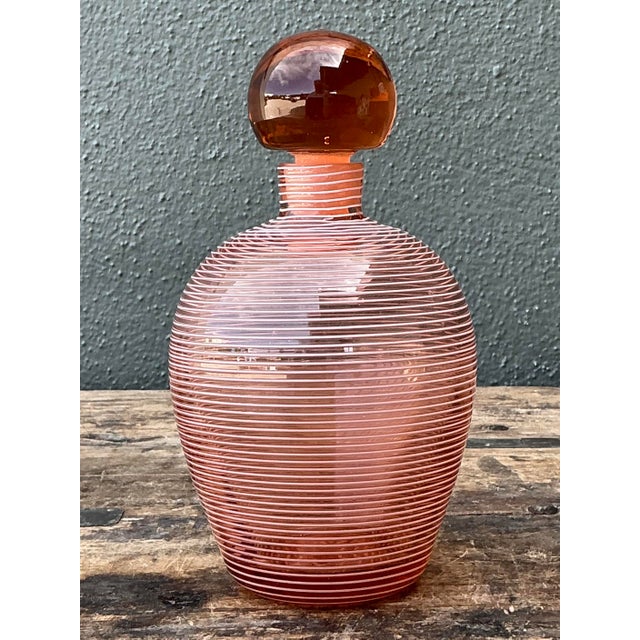 Glass Vintage French Art Deco Style Spiral Glass Decanter For Sale - Image 7 of 12