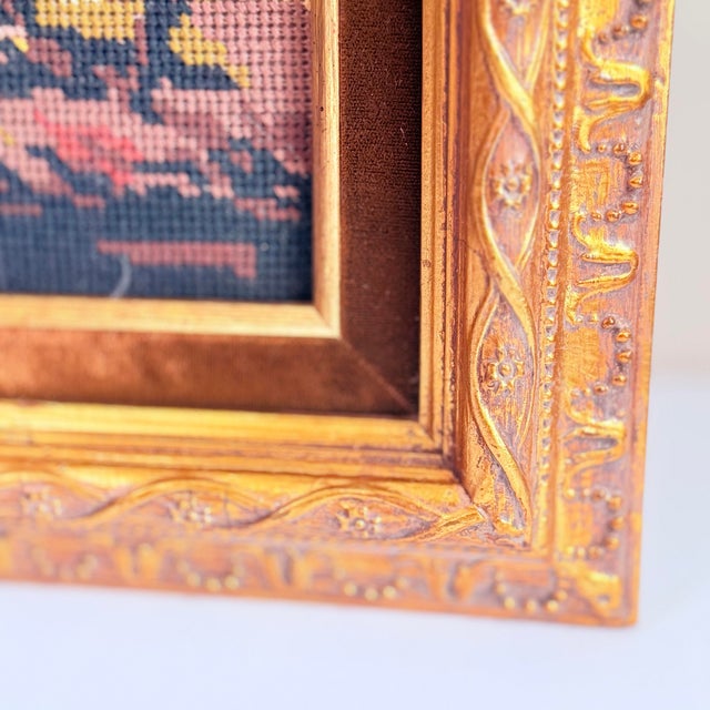 Vintage Needlepoint After François Boucher — Pastoral Mill Scene, Ornate Gilt Frame, Grandmillennial For Sale - Image 4 of 6