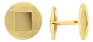 Round Cuff Links with Polished Square Design, 2 Pieces