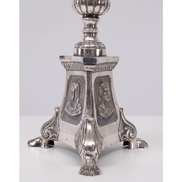 Antique Silver-Plated Church Candleholders, France, 1850s, Set of 2 For Sale - Image 6 of 15