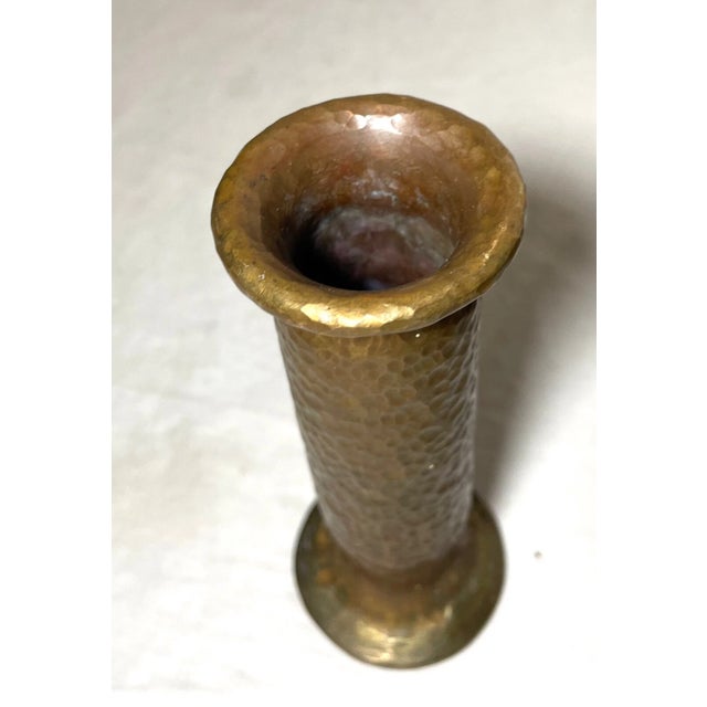 Very Heavy Antique Hand Hammered Copper Arts and Crafts Bud Spill Vase Sculpture For Sale - Image 4 of 10