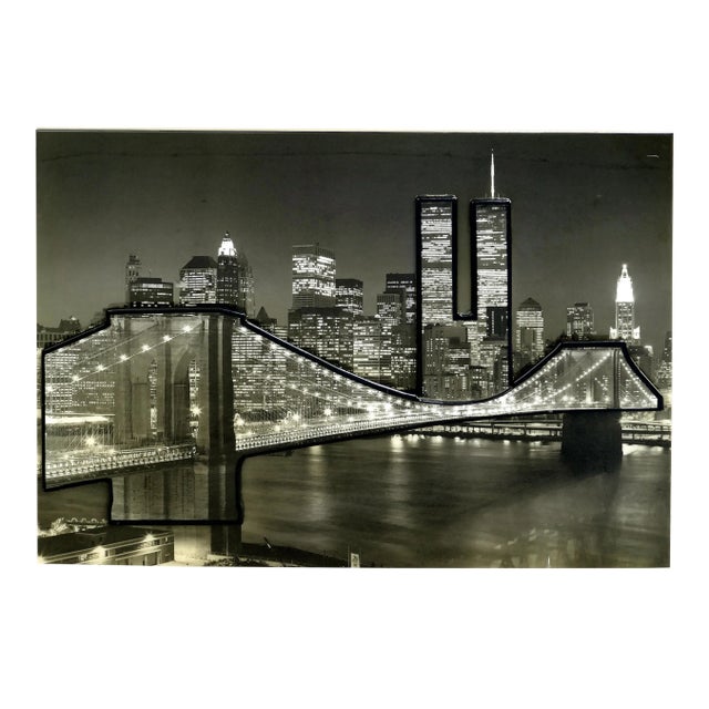 3-Dimensional New York City Photograph of the Brooklyn Bridge, Twin Towers For Sale