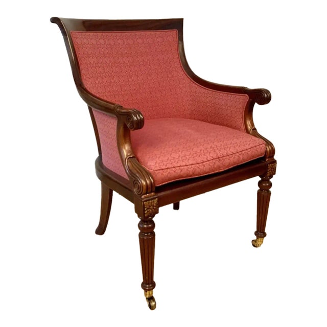 Vintage Regency Style Upholstered Armchair For Sale