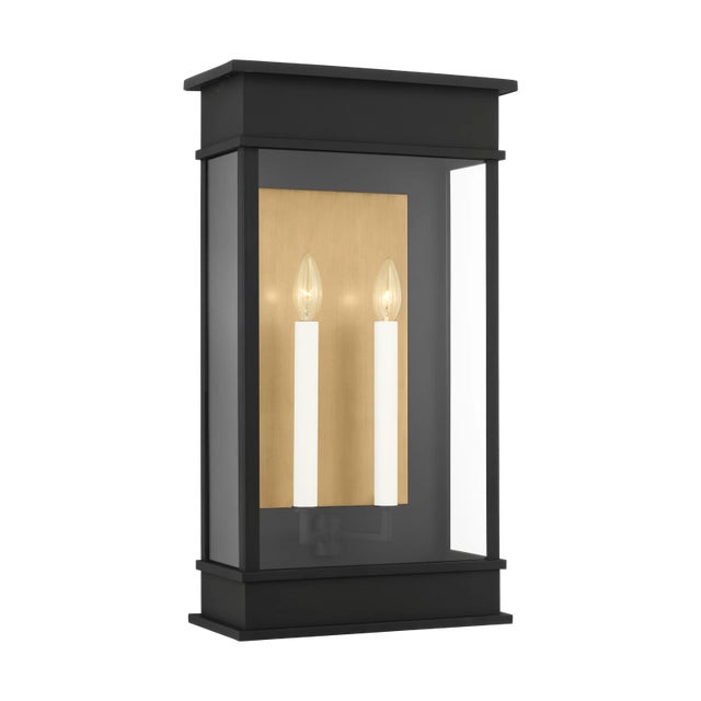 Visual Comfort Chapman & Myers by Visual Comfort Studio Cupertino 2-Light Outdoor Large Lantern Sconce in Textured Black For Sale - Image 4 of 8