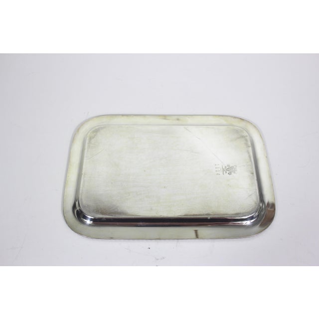 English Small Rectangular Silver Plated Tray With Rope Edge For Sale - Image 3 of 7