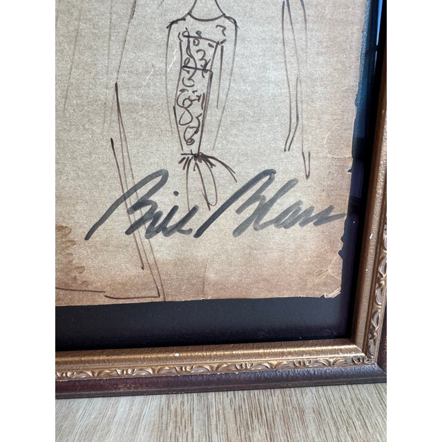A wonderfully stylish signed fashion illustration by legendary American designer Bill Blass. Executed in ink with subtle...