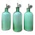 Vintage Green Decanter Bottles With Metal Siphon Discs and Monogram Discs - Set of 3 For Sale