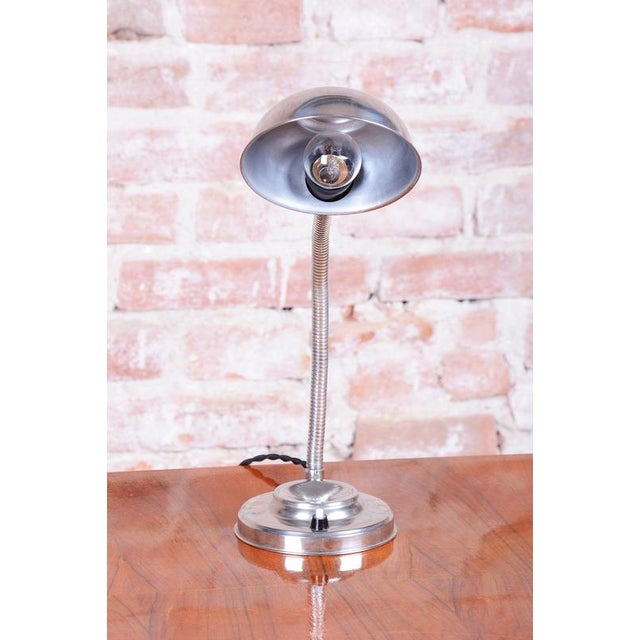 Czech Bauhaus Table Lamp in Chromed Steel and Aluminium by J. Vorel, 1930s For Sale - Image 9 of 14