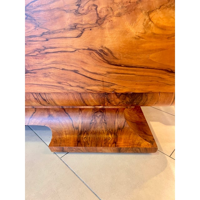 German Art Deco Sculptural Burl Walnut Credenza with Vitrine and Marble Serving Slide, 1932 For Sale - Image 13 of 15