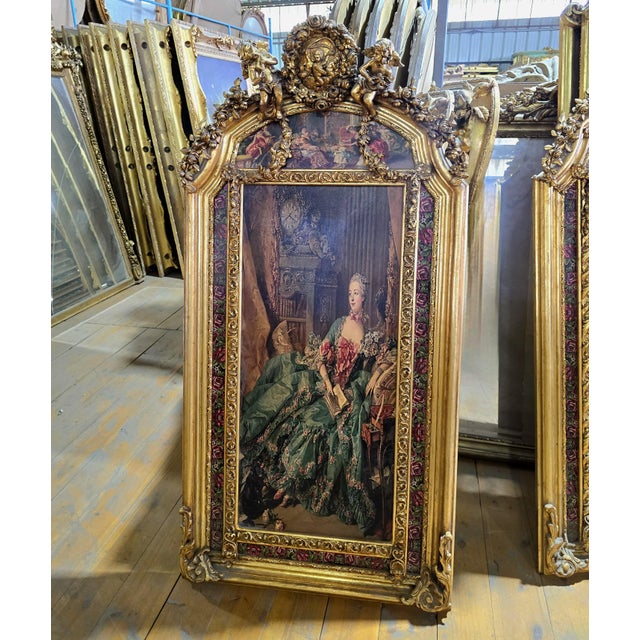Make a dramatic statement with this exceptionally ornate French Rococo-style portrait frame, designed for interiors that...
