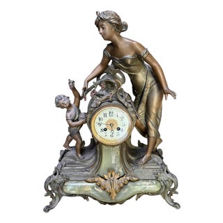 19th Century Art Nouveau Clock in Bronze For Sale