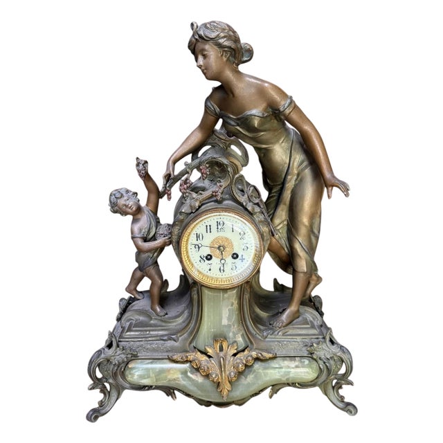 19th Century Art Nouveau Clock in Bronze For Sale