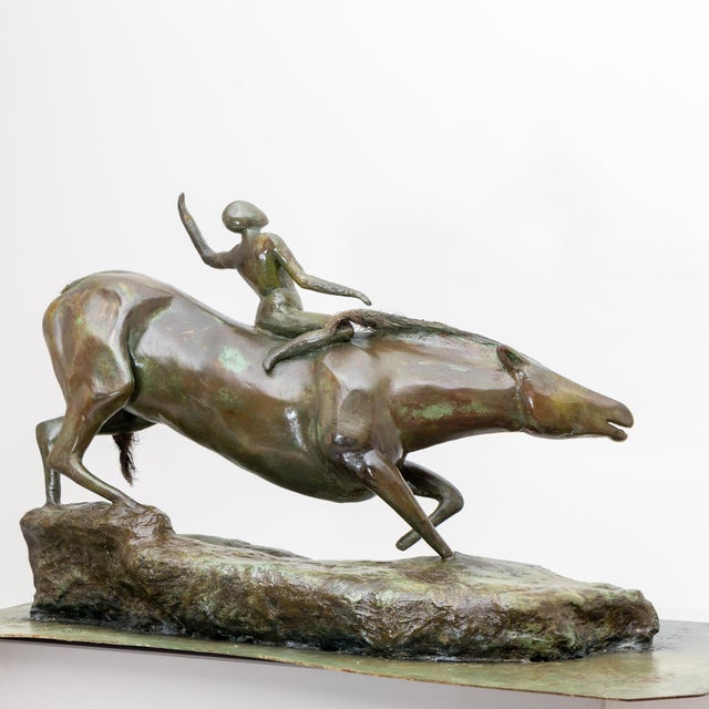 French Plaster Sculpture of Rider with Horse For Sale - Image 16 of 16