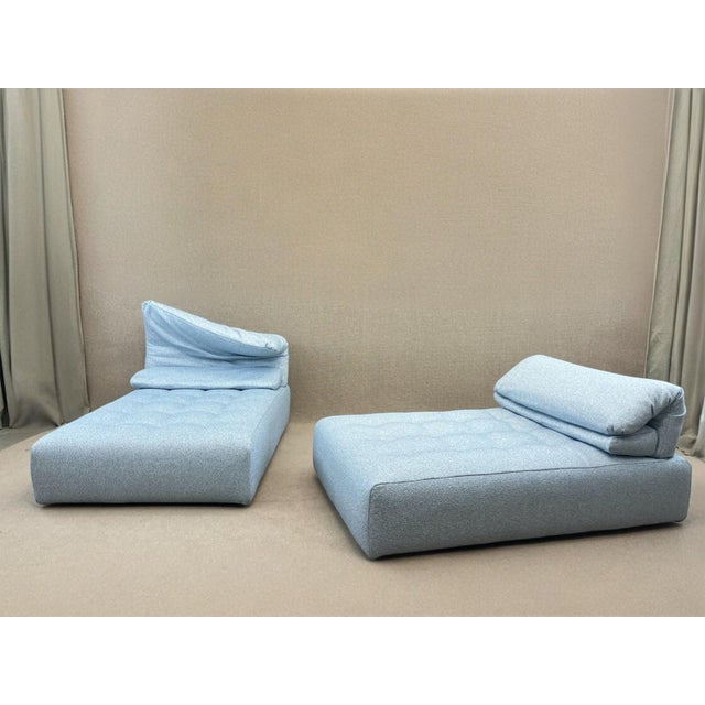 Mid-Century Modern Light Blue & White Voyage Immobile Modular Chaise Lounge by Roche Bobois For Sale - Image 3 of 18
