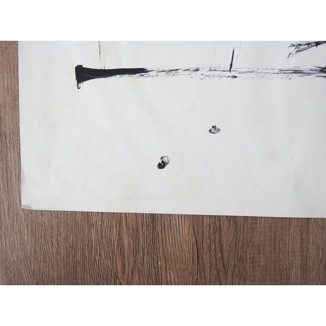 1977 Modernist Shore Bird Ink Drawing For Sale - Image 4 of 6