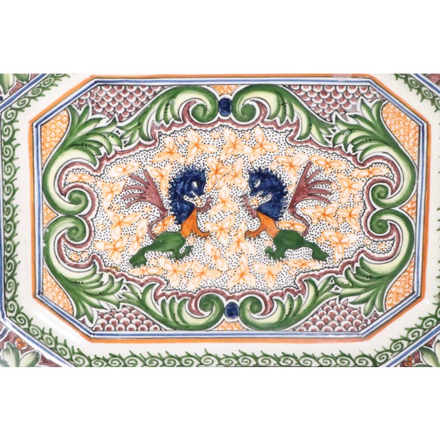 Mid 20th Century Spanish Revival Decorative Real Ceramica Platter Made in Portugal For Sale - Image 4 of 8