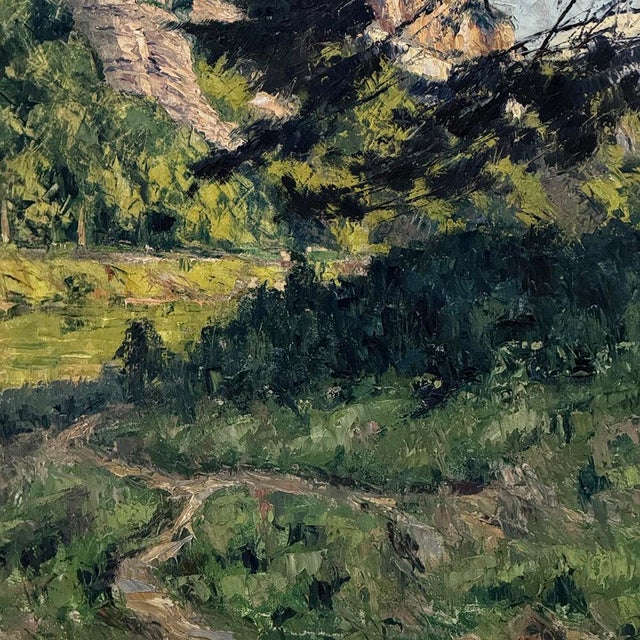 Framed Oil Painting on Canvas by Eugène Collignon (1876–1961) 'Banks of the Meuse River' For Sale - Image 12 of 16