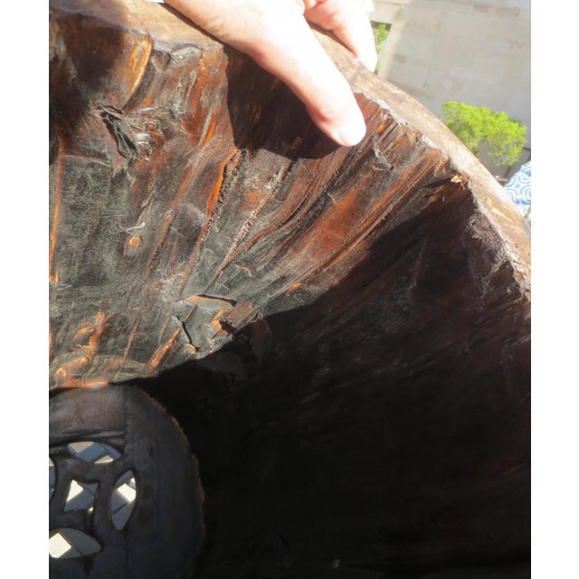 1990s Tibetan Handpainted Tree Trunk Stool For Sale - Image 9 of 9