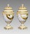 Late 19th Century Antique Matched Royal Worcester Neoclassical White and Gilt (Gold) Porcelain Covered Urns W/ Landscaped Panels by Harry Davis, a Pair, England 1912. For Sale - Image 5 of 12