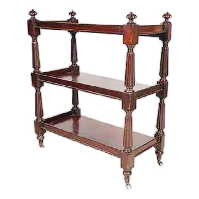 19th-Century English Regency Mahogany Three-Tier Butler’s Trolley Étagère For Sale
