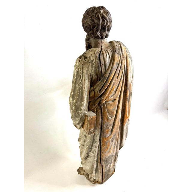 Antique Statue of Saint Paul in Solid Oak For Sale - Image 12 of 14