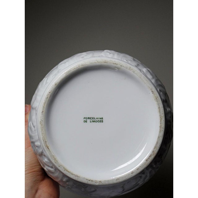 Aqua Vintage Porcelain Cachepot from Limoges, 1920s For Sale - Image 8 of 9